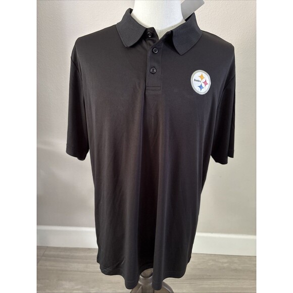 PITTSBURGH STEELERS NFL Team Apparel Black Polo Shirt Men’s Size XL - Picture 2 of 5